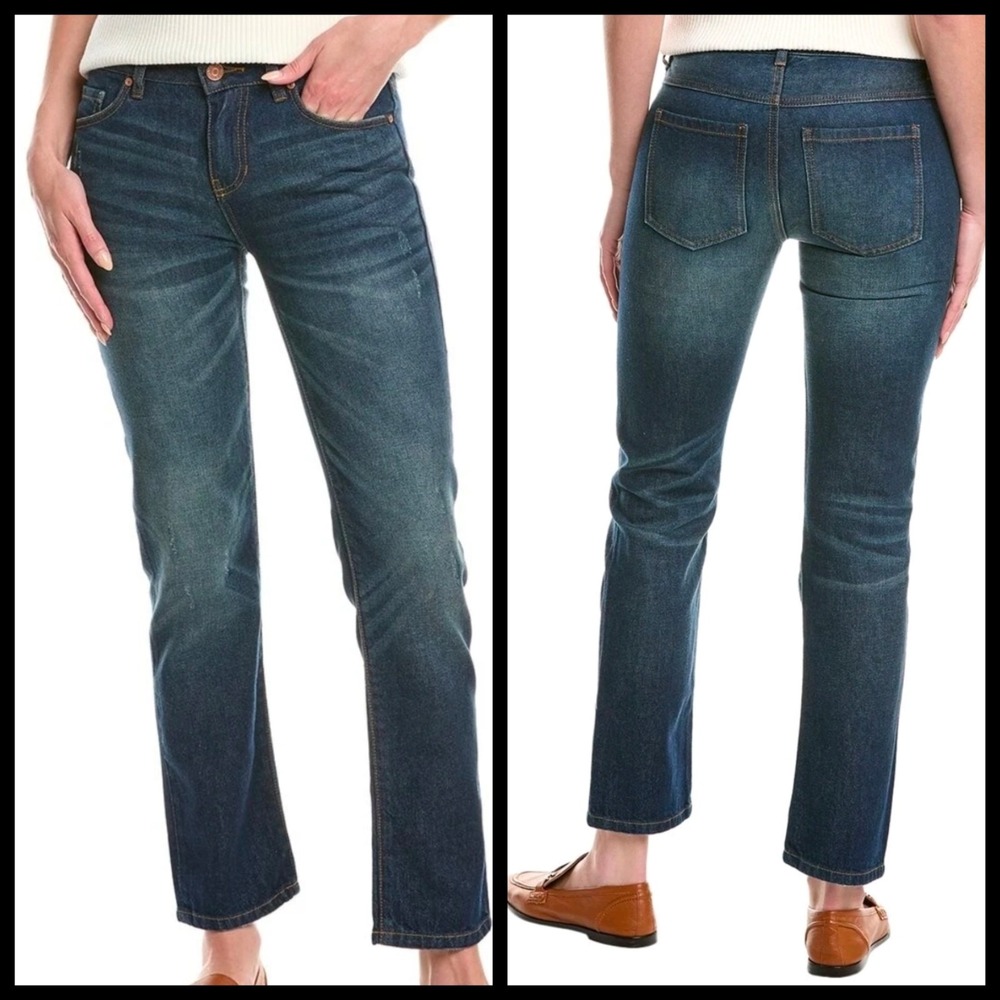 Cabi Malibu Jean Women's 0 Dark Authentic Wash Straight Leg Long Inseam‎ NWT - Picture 2 of 16